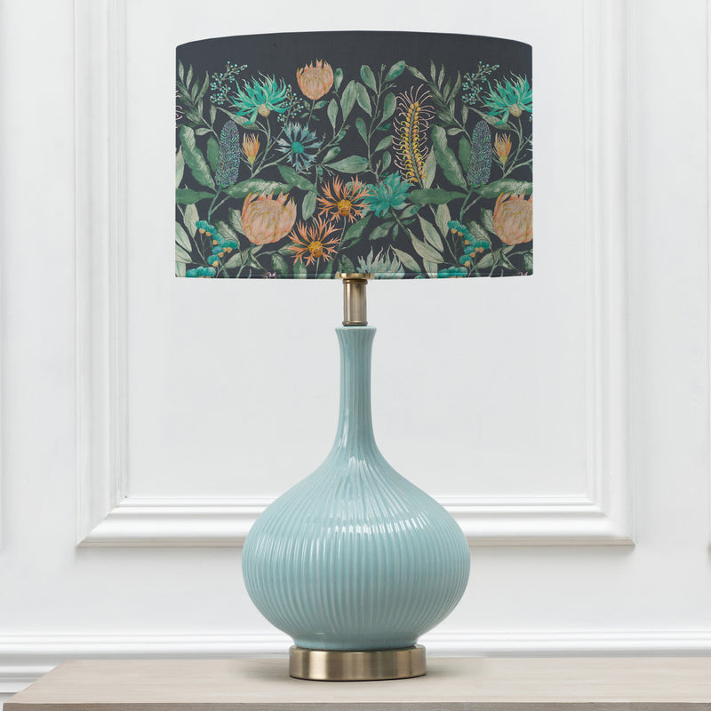 Floral Blue Lighting - Fortazela Eva & Ursula Complete Table Lamp Aqua/Sapphire Voyage Maison