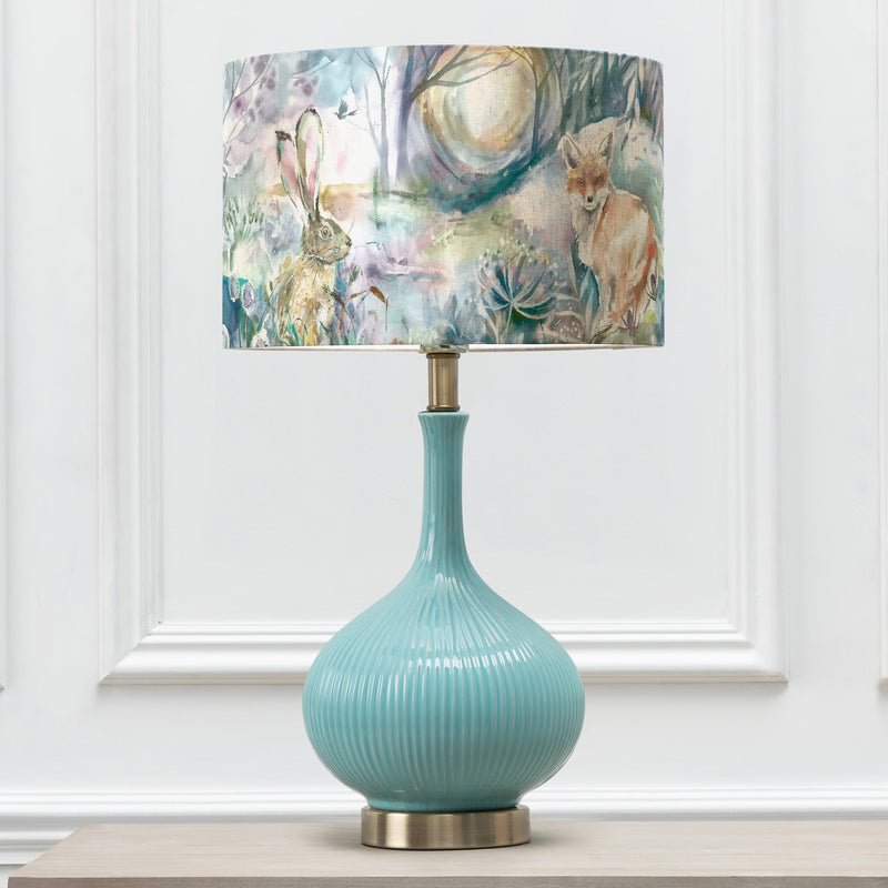 Animal Blue Lighting - Fox And Hare Eva & Ursula Complete Table Lamp Aqua/Linen Voyage Maison