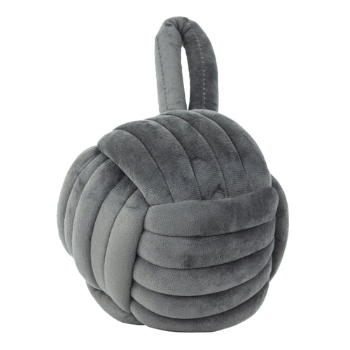 furn. Knot Velvet Door Stop in Charcoal