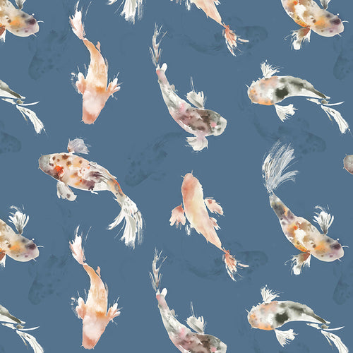 Voyage Maison Koi Carp 1.4m Wide Width Wallpaper in Cobalt