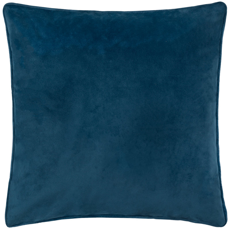 Animal Blue Cushions - Koi Pond Embroidered Velvet Cushion Cover Navy Paoletti