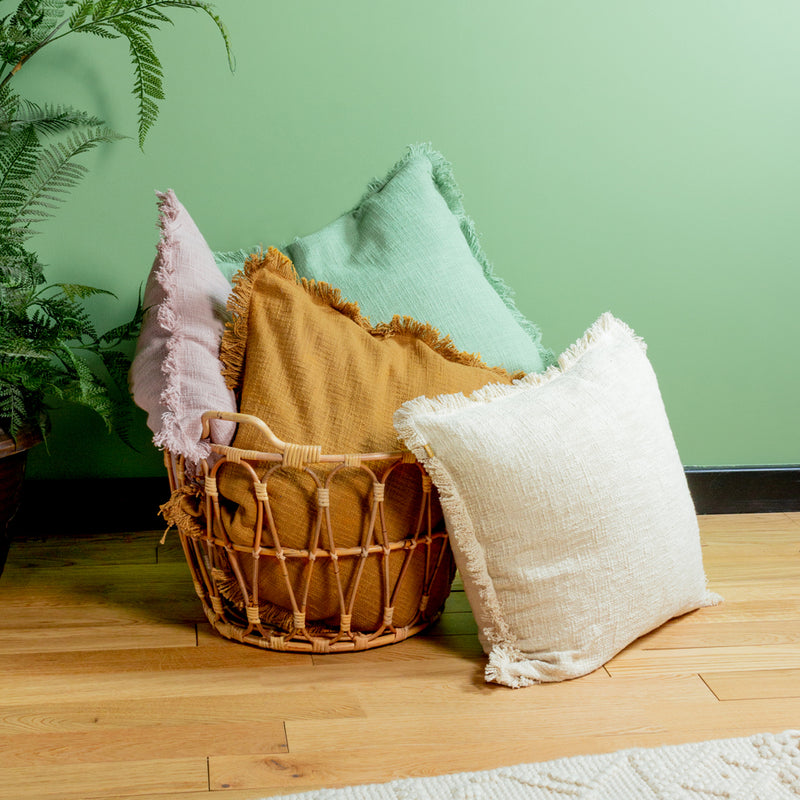 furn. Korin Fringed Cushion Cover in Blush