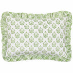 Global Green Cushions - Krissa Block Printed Velvet Cushion Cover Green furn.