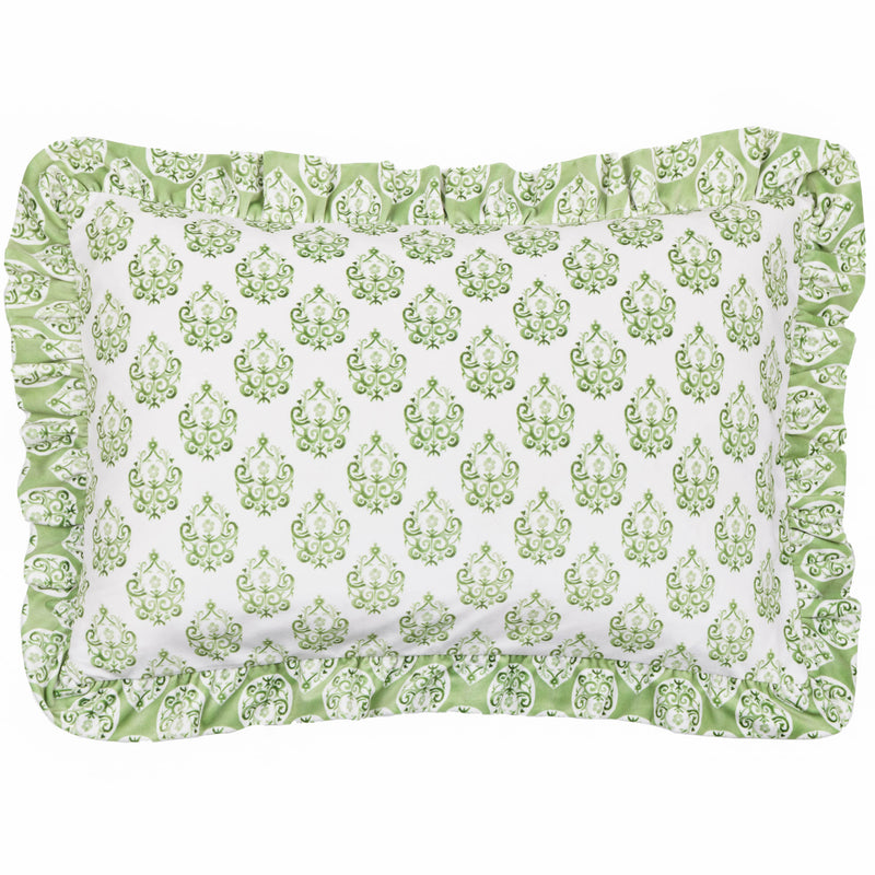 Global Green Cushions - Krissa Block Printed Velvet Cushion Cover Green furn.