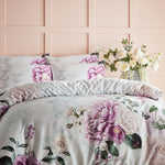 Paoletti Krista Floral 100% Cotton Duvet Cover Set in Lilac