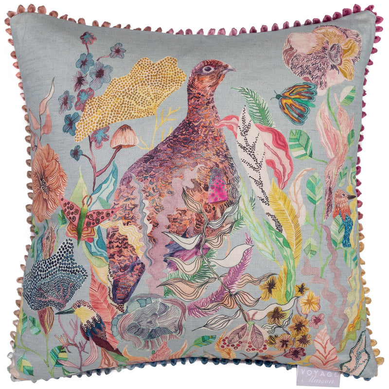 Animal Blue Cushions - Lady Grouse Printed Cushion Cover Robins Egg Voyage Maison