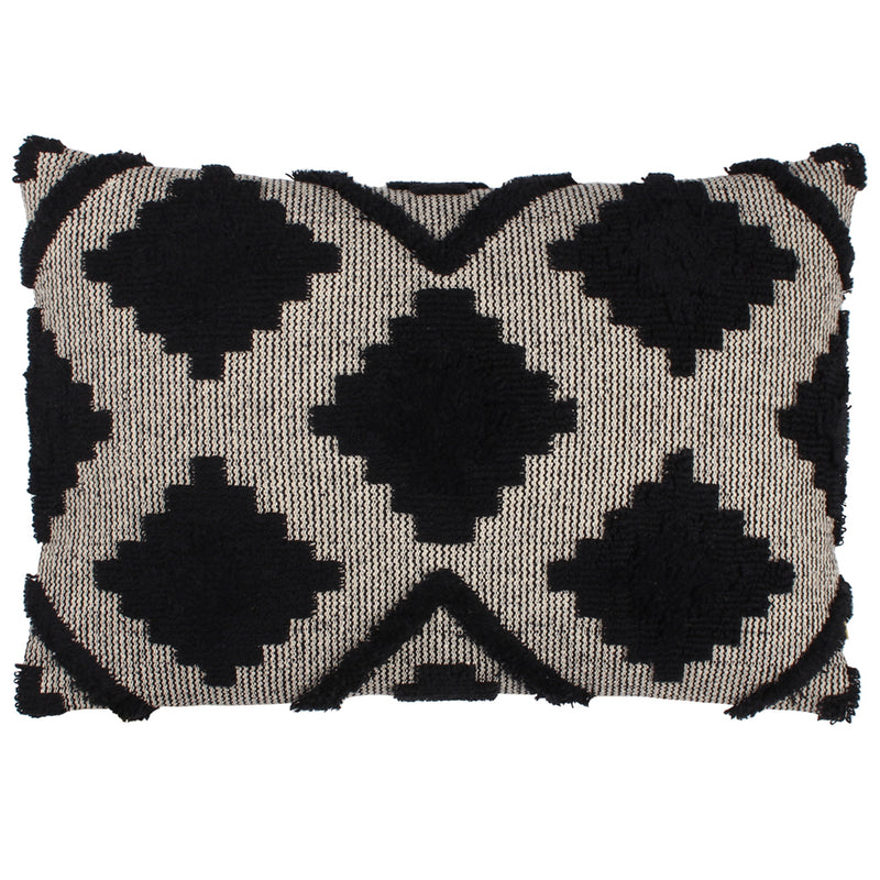 furn. Lamar Tufted Diamond Cushion Cover in Black