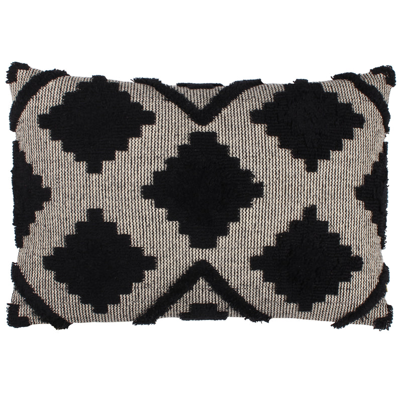 Geometric Black Cushions - Lamar Tufted Diamond Cushion Cover Black Furn