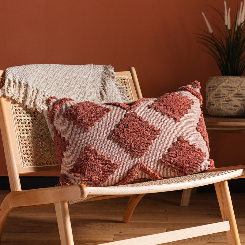 furn. Lamar Tufted Diamond Cushion Cover in Brick