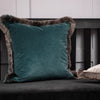 Voyage Maison Lapis Velvet Fringed Cushion Cover in Aqua