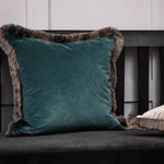 Voyage Maison Lapis Velvet Fringed Cushion Cover in Aqua