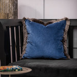 Voyage Maison Lapis Velvet Fringed Cushion Cover in Bluebell