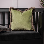 Voyage Maison Lapis Velvet Fringed Cushion Cover in Gooseberry