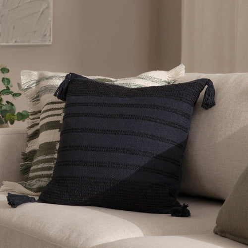  Black Cushions - Larch Woven Cushion Cover Black Yard