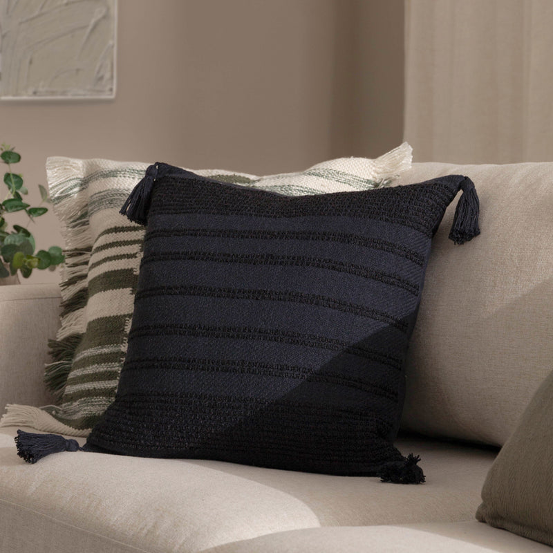  Black Cushions - Larch Woven Cushion Cover Black Yard