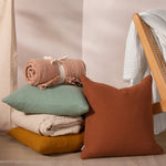 Yard Lark Muslin Crinkle Cotton Feather Filled Cushion in Cumin