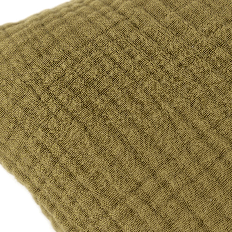 Yard Lark Muslin Crinkle Cotton Cushion Cover in Khaki