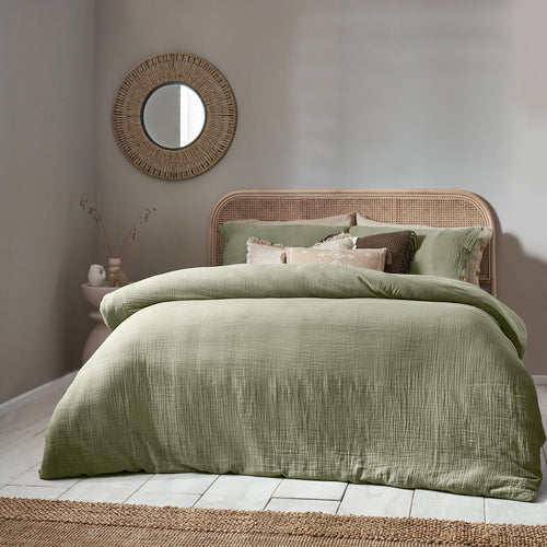 Yard Lark Cotton Muslin Duvet Cover Set in Eucalyptus