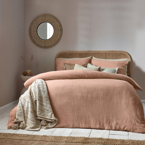 Yard Lark Cotton Muslin Duvet Cover Set in Pink Clay