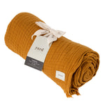 Plain Brown Throws - Lark Muslin Cotton Throw Cumin Yard