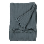 Plain Blue Throws - Lark Muslin Cotton Throw Dusk Yard