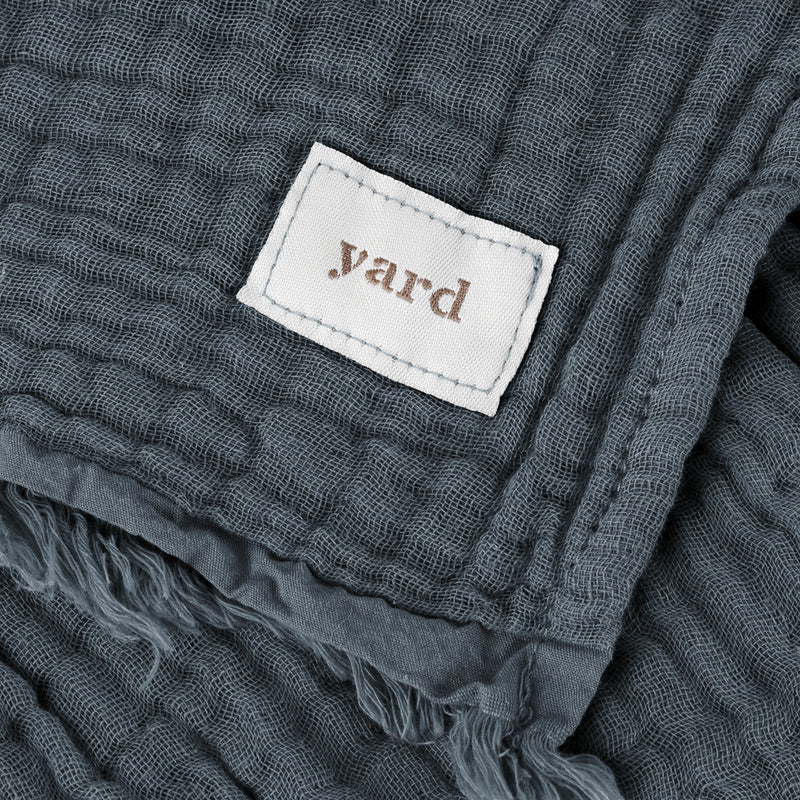 Plain Blue Throws - Lark Muslin Cotton Throw Dusk Yard