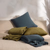 Plain Blue Throws - Lark Muslin Cotton Throw Dusk Yard