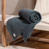 Plain Blue Throws - Lark Muslin Cotton Throw Dusk Yard