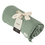 Plain Green Throws - Lark Muslin Cotton Throw Eucalyptus Yard