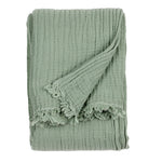 Plain Green Throws - Lark Muslin Cotton Throw Eucalyptus Yard