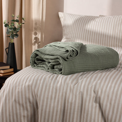 Plain Green Throws - Lark Muslin Cotton Throw Eucalyptus Yard