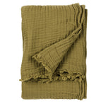 Plain Green Throws - Lark Muslin Cotton Throw Khaki Yard