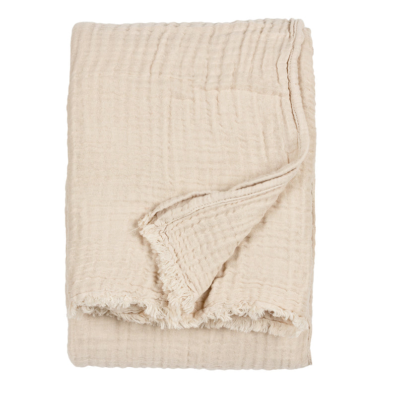 Plain Beige Throws - Lark Muslin Cotton Throw Natural Yard