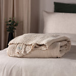 Plain Beige Throws - Lark Muslin Cotton Throw Natural Yard