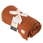 Plain Brown Throws - Lark Muslin Cotton Throw Pecan Yard