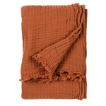 Plain Brown Throws - Lark Muslin Cotton Throw Pecan Yard