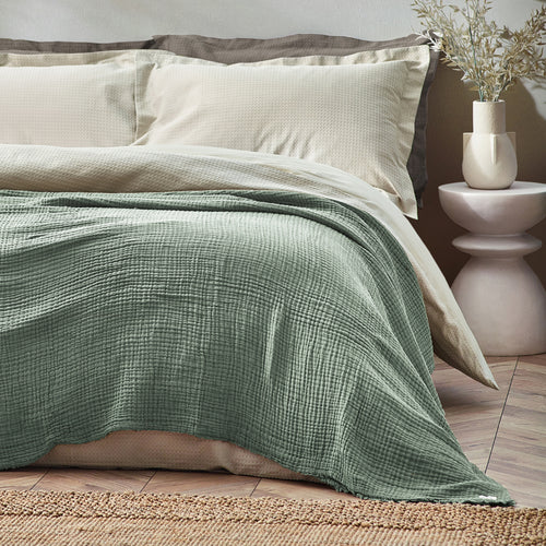 Plain Green Throws - Lark Muslin Cotton Oversized Throw Eucalyptus Yard