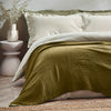 Plain Green Throws - Lark Muslin Cotton Oversized Throw Khaki Yard