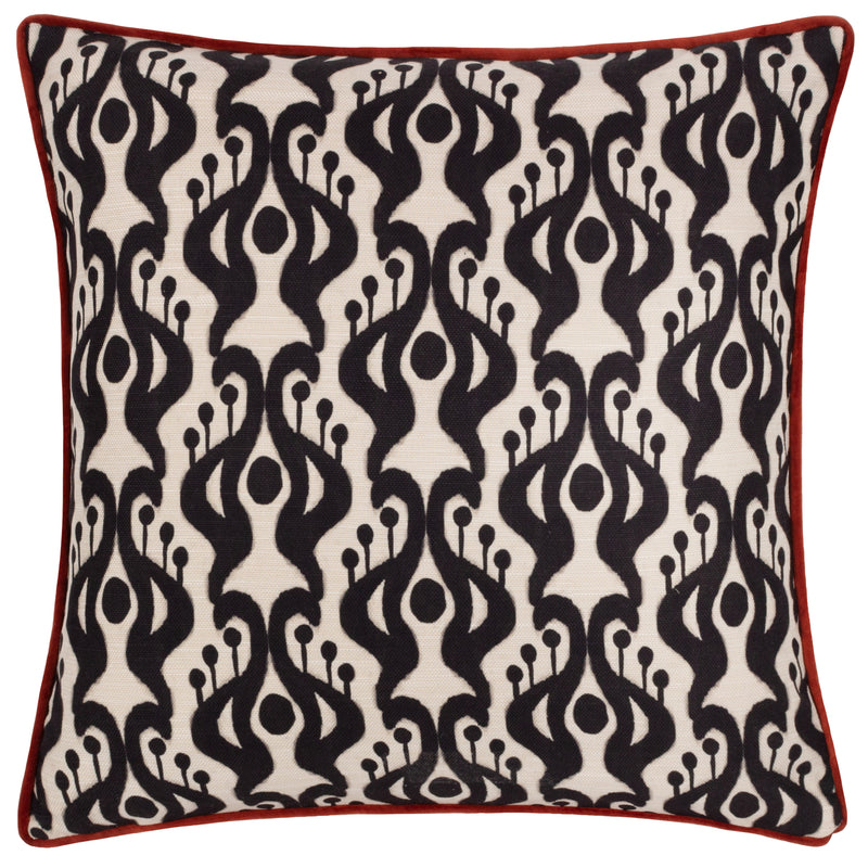 Geometric Black Cushions - Laucala Ikat Bohemian Cushion Cover Black Wylder