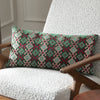 Laurel Embroidered Velvet Cushion Cerise/Jade