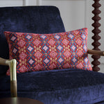 Laurel Embroidered Velvet Cushion Ruby/Gold