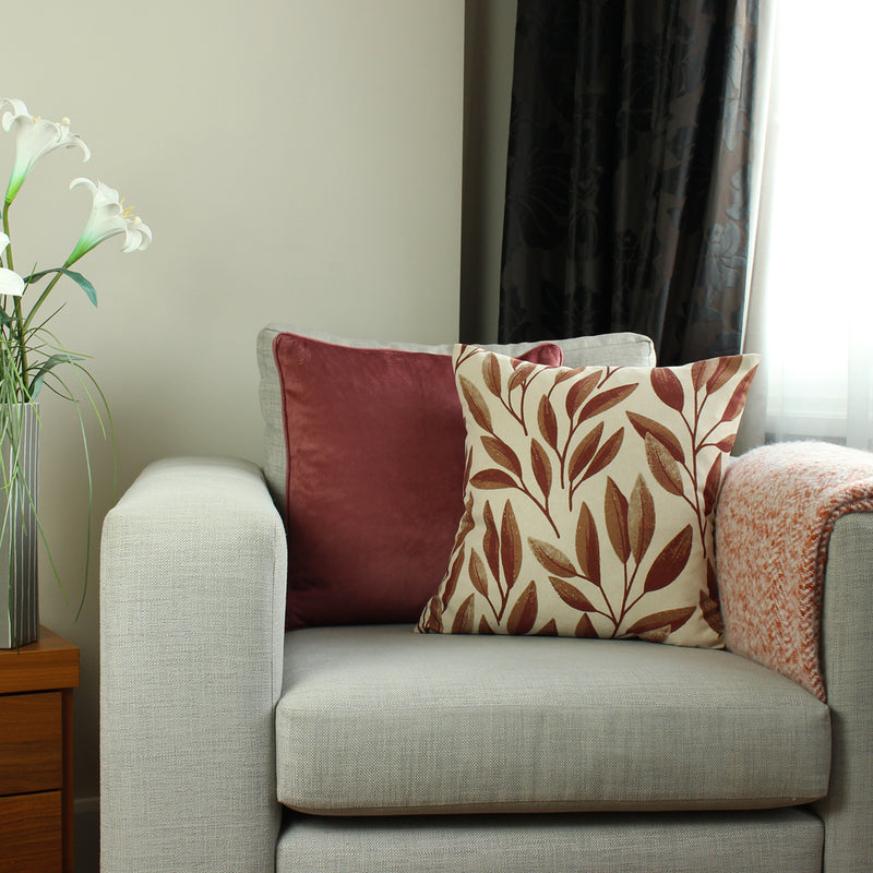 Paoletti Laurel Botanical Cushion Cover in Rust