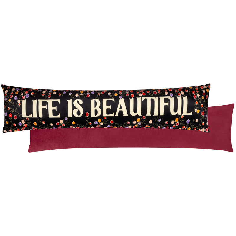 Floral Multi Cushions - La Vida Life Is Beautiful Velvet Draught Excluder Multicoloured furn.