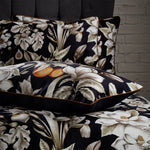 EW by Edinburgh Weavers Lavish Floral Printed Piped Cotton Sateen Pillowcase Pair in Noir