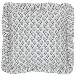 Floral Blue Cushions - Lulah Block Printed Ruffle Cushion Cover Linen/Blue furn.