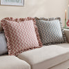 Floral Red Cushions - Lulah Block Printed Ruffle Cushion Cover Linen/Red furn.