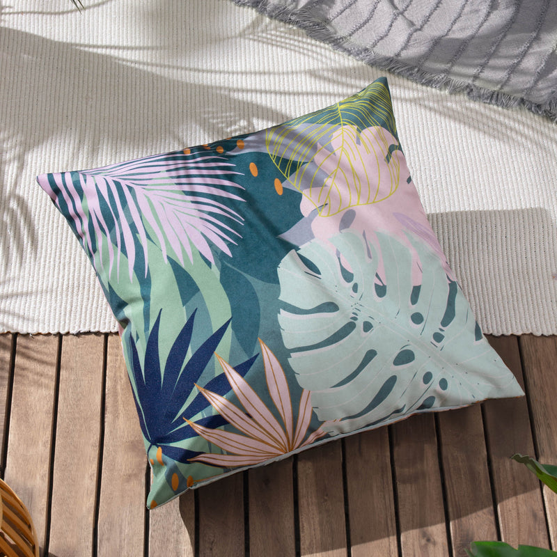 Jungle Blue Cushions - Leafy Outdoor Cushion Cover Teal furn.