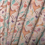 Animal Pink Fabric - Leaping Into The Fauna Printed Cotton Fabric (By The Metre) Blush Voyage Maison