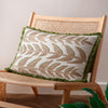 Woodland Green Cushions - Leaves Embroidered Cushion Cover Green furn.