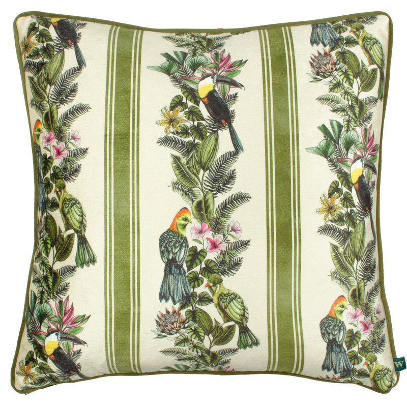 Leilani Printed Chenille Cushion Olive